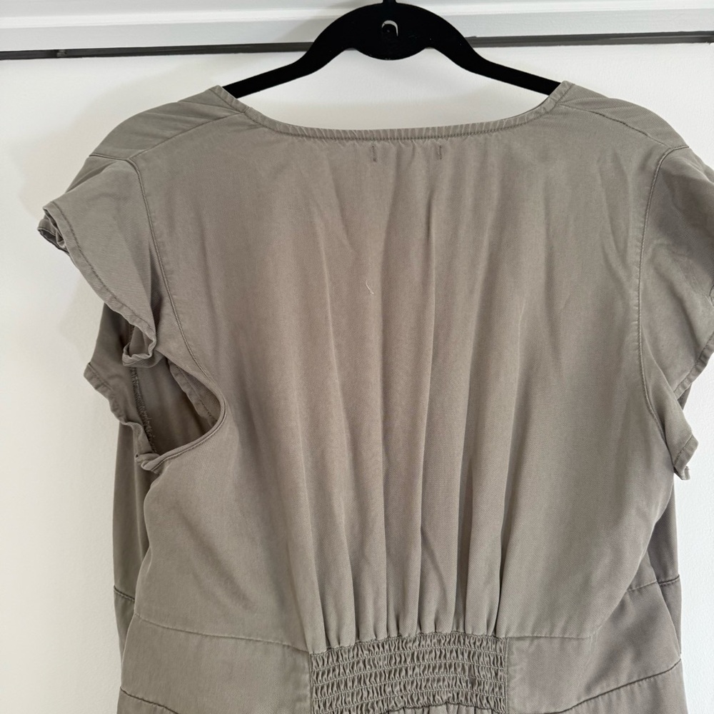 Quince Vintage Wash Tencel Button Front Midi Dress Olive Green Large Cottagecore - Picture 9 of 14